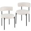 Costway 2pcs Boucle Dining Chairs Round Sherpa Upholstered Kitchen Chair Set