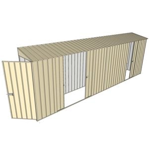 Build-a-Shed 0.8 x 6 x 2m Hinged Door Tunnel Shed with Double and Single Sliding Side Doors - Cream