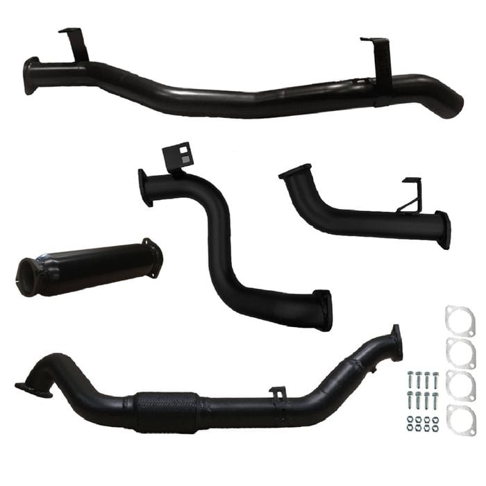 Ignite Exhausts Turbo Back For Toyota Landcruiser 78 Series V8 Troopy 3" No Cat With Hotdog Black Aluminised Steel