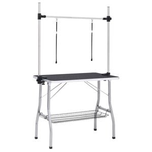 vidaXL Adjustable Dog Grooming Table with 2 Loops and Basket Pet Bath Table
