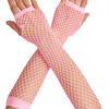 12x Long Elbow Length Fishnet Gloves Fingerless 70s 80s Wos Costume Party Bulk in Light Pink