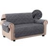 Smarcute 2 Seater Velvet Sofa Couch Cushion Cover With Non-slip Elastic Straps Grey