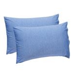 LINENOVA 2PCS Cooling Pillowcases Soft Breathable Summer Pillow Cases - Blue
