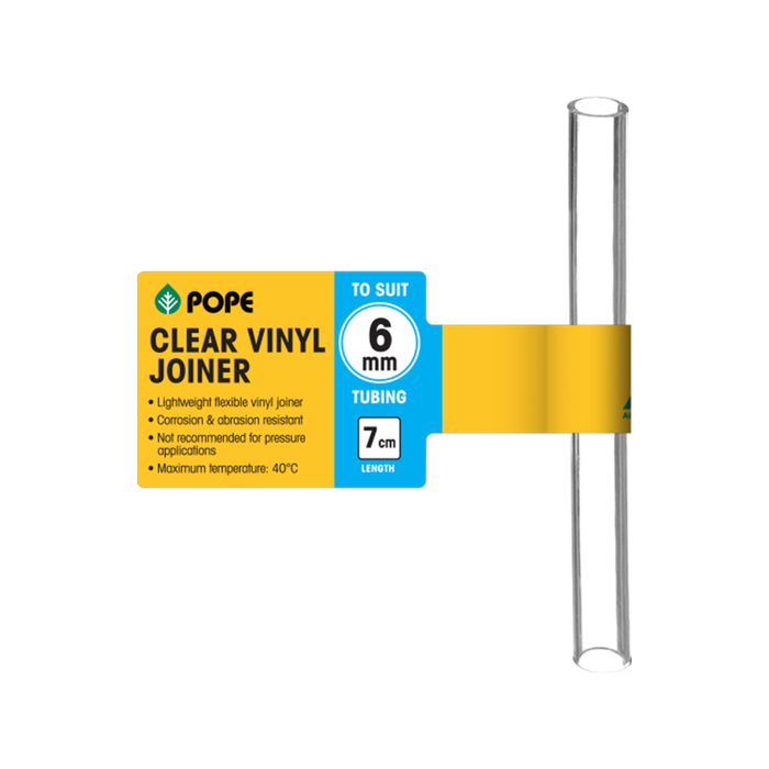 Pope 6mm x 7cm Clear Vinyl Tubing Joiner