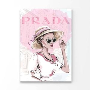 Pink Lady With Hat Print 100% Australian Made 60 x 90cm (Acrylic)