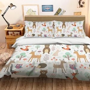 3D Fox Deer 059 Bedding Set Pillowcases Quilt Duvet Cover Set Queen King