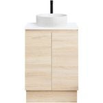 CIBO 600mm Coast Veneer Nordic Full Height Bathroom Vanity With White Gloss Fluted Basin 