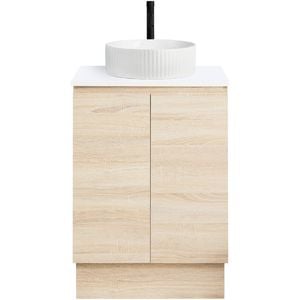CIBO 600mm Coast Veneer Nordic Full Height Bathroom Vanity With White Gloss Fluted Basin