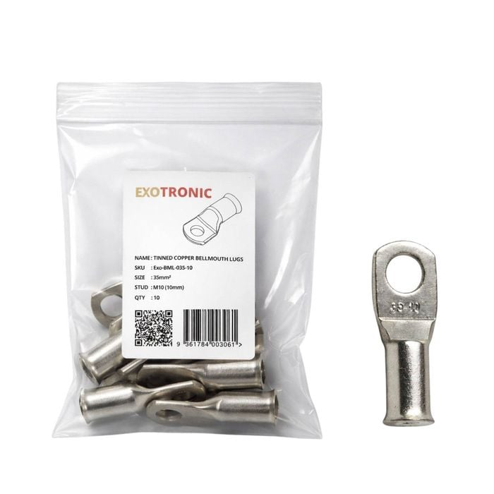 10 Pack of Exotronic 35mm² Copper Lug M10 | Bellmouth