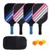 Catzon Pickleball Paddles Set Of 4 Fiberglass Surface Pp Honeycomb Core Pickleball Racket With 4 Balls 1 Bag-blackblue/pink