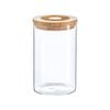 Argon Tableware Glass Jar With Wooden Lid Storage Container - Round Scandinavian Style Airtight Canister - 1 Litre