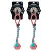 2PK Paws & Claws 42cm Stretch & Fetch TPR/Braided Rope Knot Ball Tugger