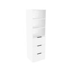 Lugna 1536 x 450 x 380mm White 2 Adjustable Shelf 3 Drawer Storage Cabinet - White