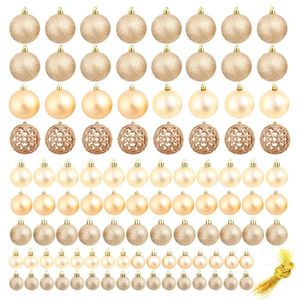 P&P Rose & Gold Shiny Plastic Christmas Baubles 3 Sizes