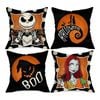 Catzon 4 Pcs Scary Throw Pillow Covers Linen Cushion Case for Decor 40X40cm