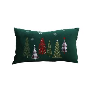 SOGA Green Christmas Forest Lumbar Throw Pillow 30x50cm
