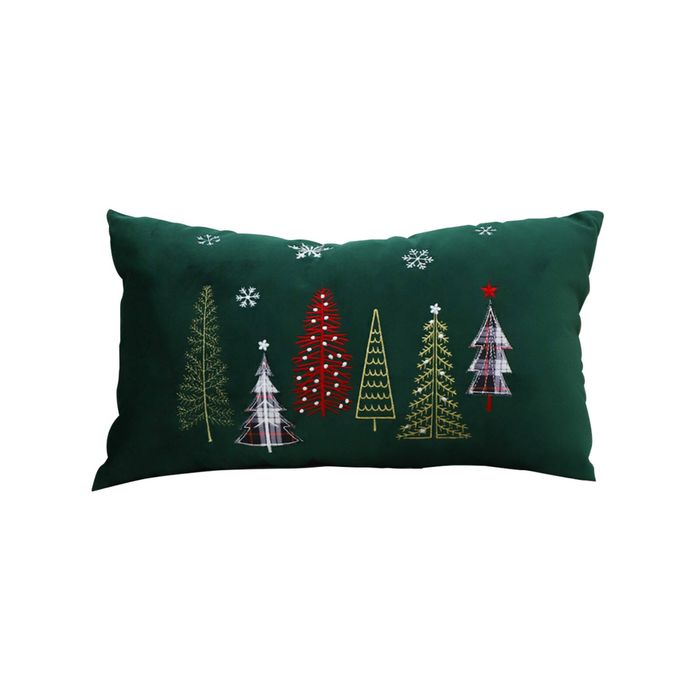 SOGA Green Christmas Forest Lumbar Throw Pillow 30x50cm