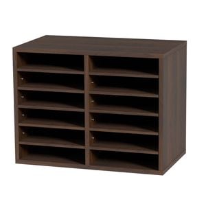Vevor Wood Literature Organizer Brown with Adjustable File Sorter 12 Compartments