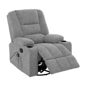 Oikiture Recliner Chair 360 Swivel Rocking Heated Electric Massage Chair Grey