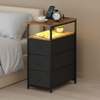 Ufurniture Narrow Side Table Bedside Table with 3 Drawers Night Stand Sofa End Table, Black and Walnut