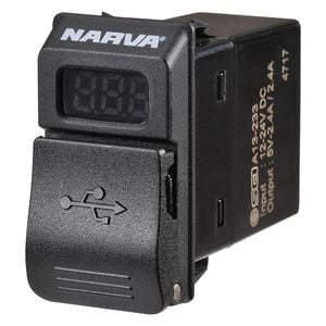 NARVA 12/24V Dual USB Charger With LED Volt/Amp Meter