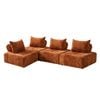 Oikiture 4x Chenille Modular Sofa Floor Lounge Chair W/pillow Tofu Armless Brown