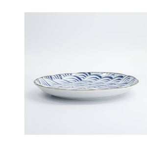 Tokyo Design Plate Porcelain Blue Wave Pattern Microwave Dishwasher Safe 25cm