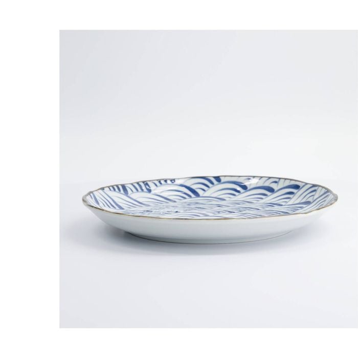 Tokyo Design Plate Porcelain Blue Wave Pattern Microwave Dishwasher Safe 25cm