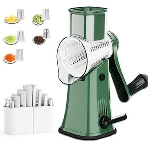 Catzon Cheese Grater Hand Crank With 5 Replaceable Blades-green