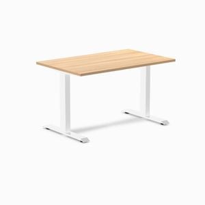 Desky Fixed Height Sublime Teak Melamine Desk 120x75cm White Leg