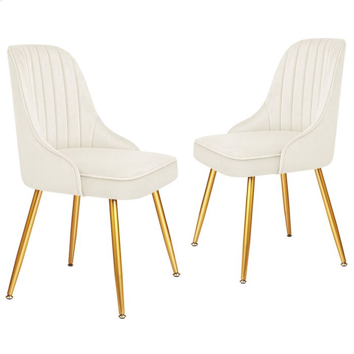 ALFORDSON 2x Dining Chairs Velvet Beige