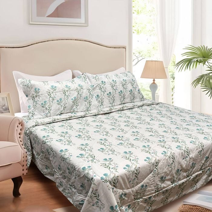 Hotel Living 3 Pce Light Weight Comforter Set Queen Corbett Floral Teal