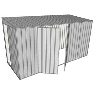 Build-a-Shed 1.5 x 3.7 x 2m Sliding Door Tunnel Shed with Double Hinged Side Doors - Zinc