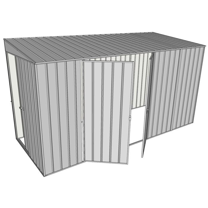 Build-a-Shed 1.5 x 3.7 x 2m Sliding Door Tunnel Shed with Double Hinged Side Doors - Zinc