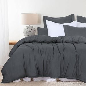 King Single Quilt Cover Set with Extra Standard Pillowcase - Grey