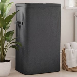 Sherwood Voyager Laundry Hamper 60L Faux Linen 42x32x67cm Slate