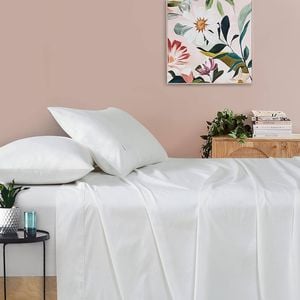 Gioia Casa Vintage Washed 100% Cotton Soft Breathable Sheet Set - White - Single