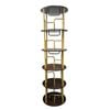 Foret 5-tier Rotating Bookshelf 360 Deg Display Rack Steel Wood Floor Shelf Gold