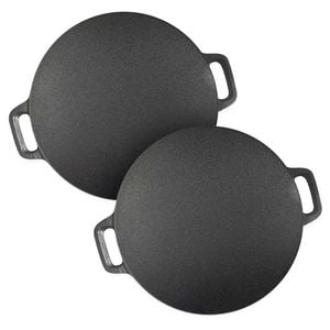 SOGA 2 Pack Cast Iron Induction Crepe Pans 34cm