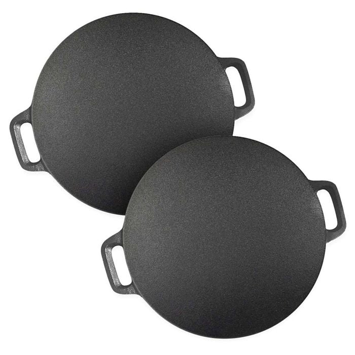 SOGA 2 Pack Cast Iron Induction Crepe Pans 34cm