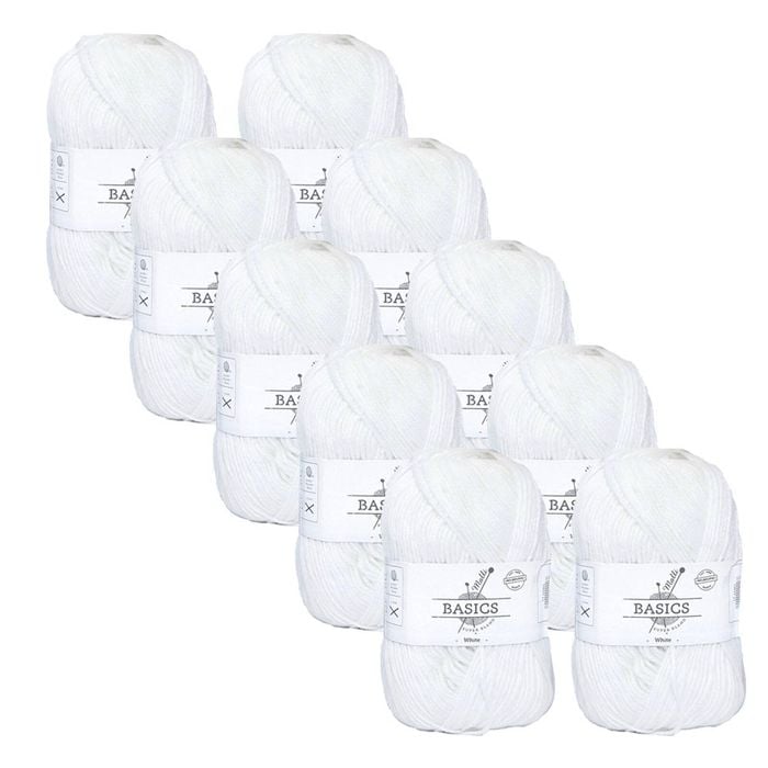 10x Malli White Blend Basic 100g Knitting/crochet Craft Yarn Acrylic/poly