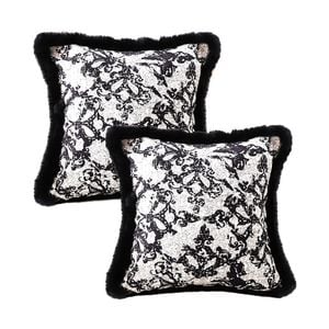 SOGA 2X 45cm Vintage Black Herringbone Pillowcase & Throw Pillow