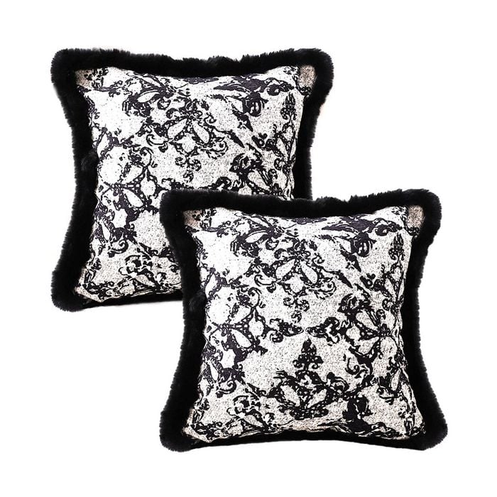 SOGA 2X 45cm Vintage Black Herringbone Pillowcase & Throw Pillow