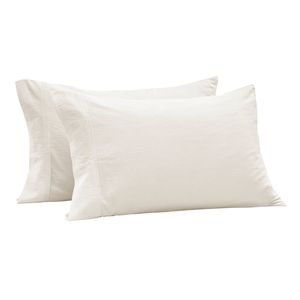 Dreamaker Bonnie Washed Cotton Standard Pillowcase Twin Pack White 48x73cm