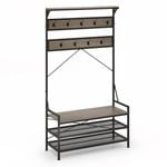Costway 4-in-1 Coat Rack Hall Tree w/Shoe Storage Grey