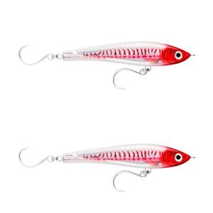 2x Rapala 17cm X Rap Magnum Stick Slow Sink Bait Fishing Lures - HD Red Head UV