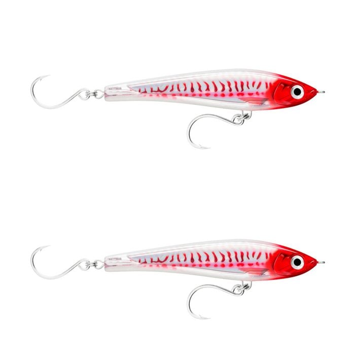 2x Rapala 17cm X Rap Magnum Stick Slow Sink Bait Fishing Lures - HD Red Head UV
