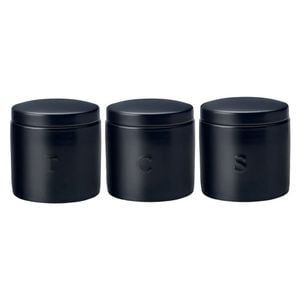 3pc Maxwell & Williams Epicurious Porcelain 600ml Canister Set - Black