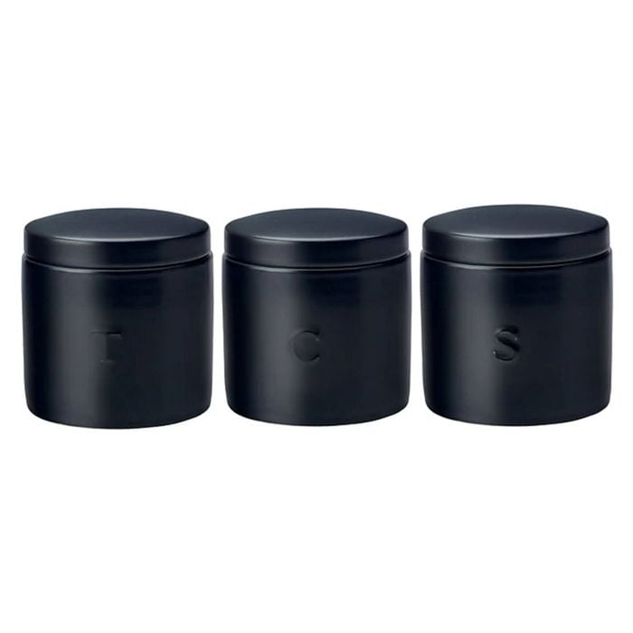 3pc Maxwell & Williams Epicurious Porcelain 600ml Canister Set - Black