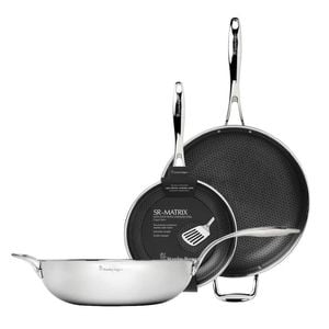 New Stanley Rogers 3pc Matrix 26cm + 32cm Frypan + 32cm Wok Non-Stick Suits Induction